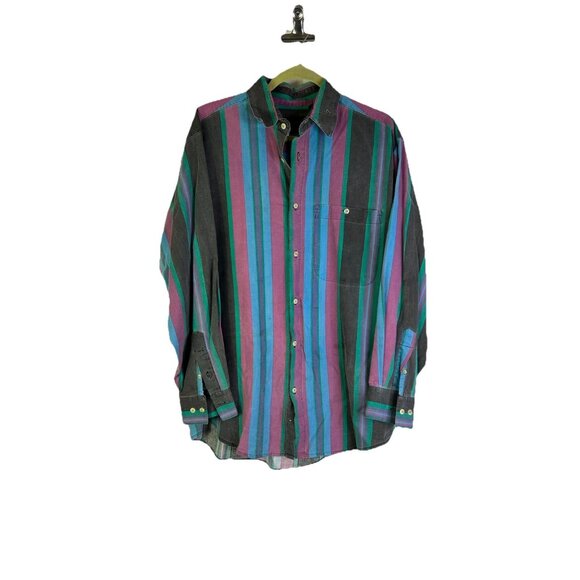 Vintage Other - Vintage 90s Rainbow Stripe Faded Button Front Shirt Streetwear